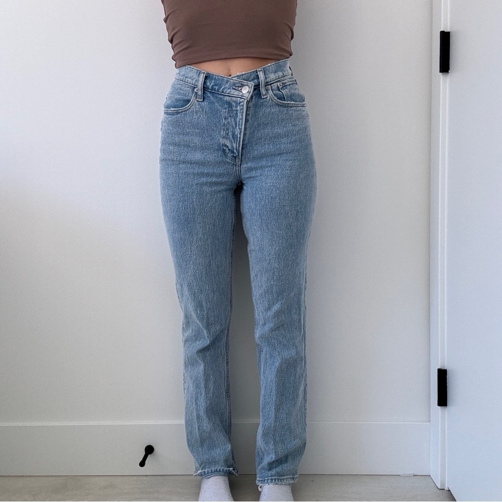 Curve love criss cross high waist straight leg jeans